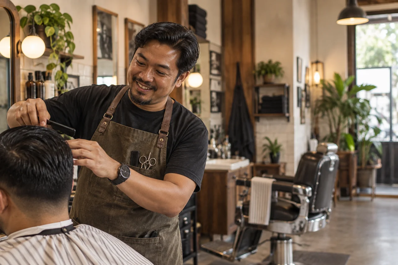 A barber at work